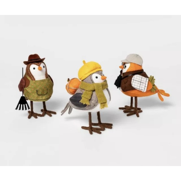 2021 3 Featherly Friends Fall Harvest Fabric Birds - Picture 2 of 7